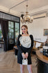 ORANGE JUICE White Rose Embellished Long Sleeves Mini Dress